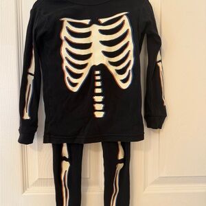 Kids Skeleton Costume Set - Black and White glow in dark pajamas Halloween unise